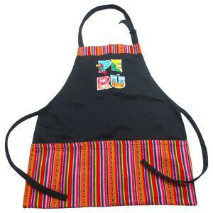 Peru Peruvian Design Kitchen Apron Unisex Black Striped Lightweight Neck Strap
